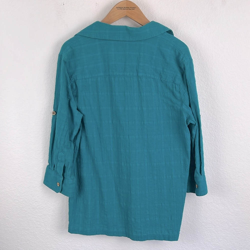 Karen Scott Sport Womens Button Down Shirt Blue Womens Medium - Picture 3 of 3